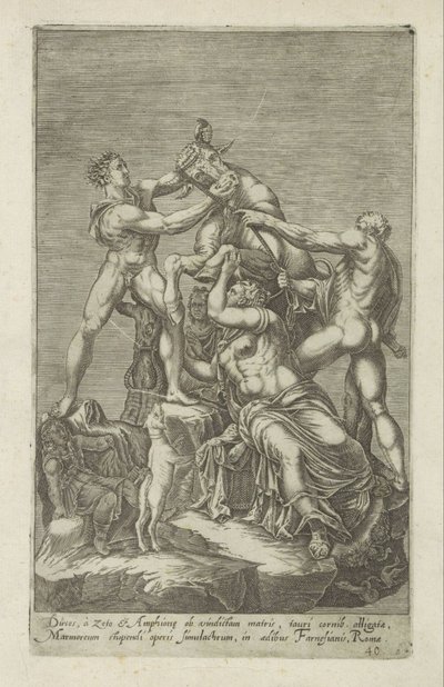 Sculptuur van Dirce die aan een stier wordt gebonden Farnese by Anonymous