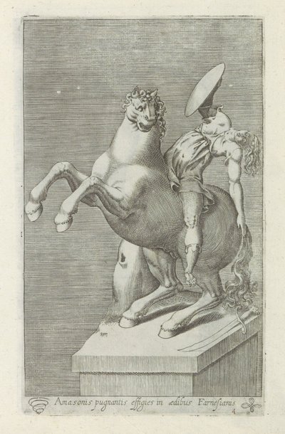 Heykeltıraş van een Amazone te paard Farnesian evinde dövüşen Amaso