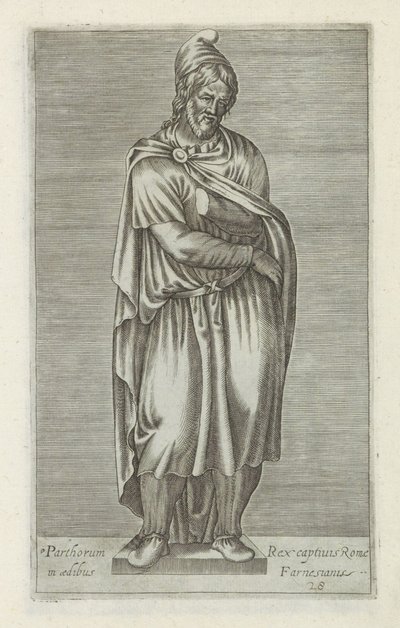 Heykeltıraş van een barbaarse gevangene Partların kralı Roma'nın Farnesian evinde tutsakları (nesne üzerindeki başlık) Roma'daki Antieke heykelleri (dizi başlığı) Roma şehrinin antik heykellerinin simgeleri by Anonymous