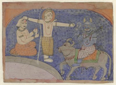 Shiva, Yama'yı tridentiyle öldürür by Anonymous