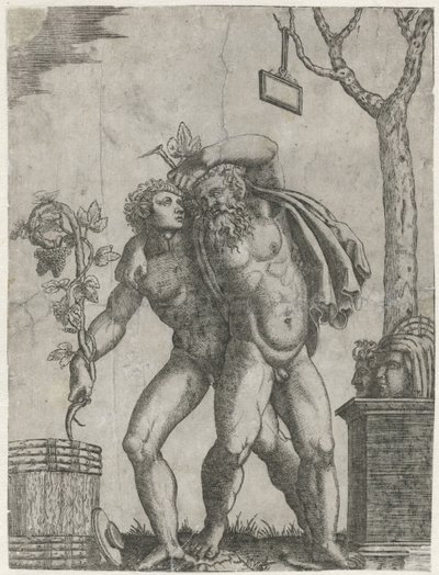 Genç bir Bacchant tarafından desteklenen Silenus by Anonymous