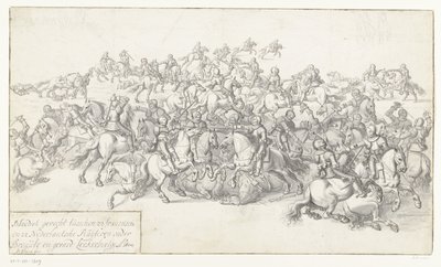 Gurme Savaşı, 1600 Breaut ve Gerard Leckerbeetge Ao yönetiminde 22 Franko ve 22 Hollandalı Ruyteren arasında kanlı bir savaş. 1600 (nesne üzerindeki başlık) by Anonymous