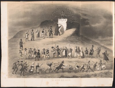 Leiden öğrenci almanağında karikatür, 1854 Ulusun Çekirdeği (nesne üzerindeki başlık) by Anonymous