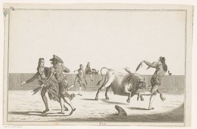Boğa banderillas ile meydan okuyor Coleccion de las Principales suertes de una corrida de toros (nesne üzerinde seri başlığı) En önemli boğa güreşi manevralarının toplanması (seri başlığı) by Anonymous