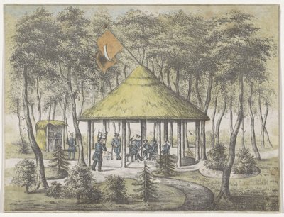 Boekel'deki Tapınak ve Bahçe, 1831 Boekel'deki Tapınak ve Bahçenin Görünümü. Groningen şehrinin görevli milisleri tarafından dikilmiş ve inşa edilmiştir. 23 Haziran 1831'de Cemiyet Üyelerine bir hatıra olarak dostane karşılamanın takdiri olarak by Anonymous