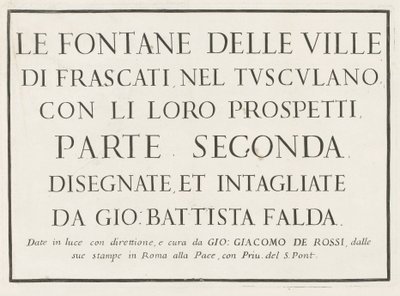 Çerçeveli başlık ile başlık baskısı Fontane delle ville di Frascati (dizi başlığı) Frascati Çeşmeleri (dizi başlığı) by Anonymous