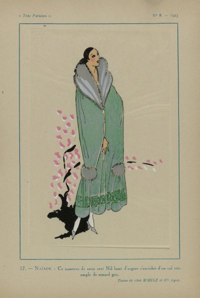 Çok Parisli, 1923, Sayı 8: 17.- NAÏADE. - Bu Nil yeşili saten ceket... by Anonymous