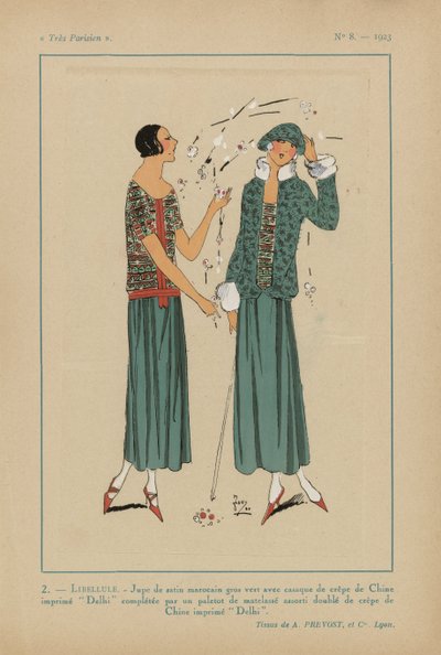 Çok Parisli. Moda, Şık, Çok Parisli Zarafet, 1923, No 8: 2.- DRAGONFLY. / Fas saten etek... by Anonymous