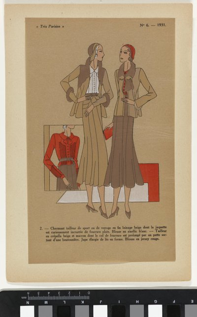 Çok Parisli. La Mode, Le Chic, L'Elegance Çok Parisli, 1931, No. 6: 2. - Büyüleyici spor takım elbise... by Anonymous