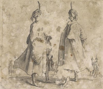 Kafalarında türban olan pelerinli iki adam Kostüm Çalışmaları (dizi adı) by Anonymous