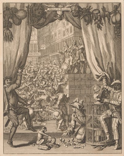 Harlequin Actionist levhasının açıklaması, 1720 Arlequyn Actionist (nesne üzerinde başlık) Arlequyn Actionist için Tytelplaat