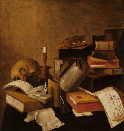 Vanitas Kitaplarla Natürmort by Anonymous