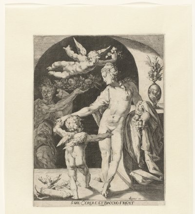 Venüs, Amor en een faun ile tanıştı Venüs, Ceres ve Bacchus olmadan soğuktur (nesne üzerindeki başlık) by Anonymous