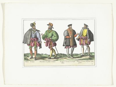 Alman Modasında Giyinmiş Dört Adam, 1580 dolayları Kostümler Allemands (nesne üzerindeki başlık) by Anonymous