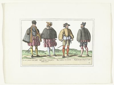 Alman Modasında Giyinmiş Dört Adam, 1580 dolayları Kostümler Allemands (nesne üzerindeki başlık) by Anonymous