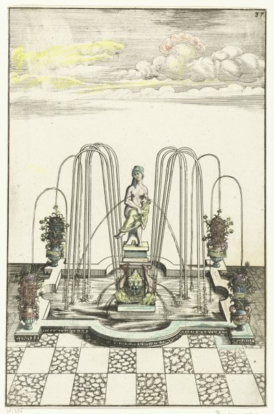 Yarım daire biçimli çıkıntılara sahip kare lavabo Architectura Curiosa Nova (dizi adı) by Anonymous