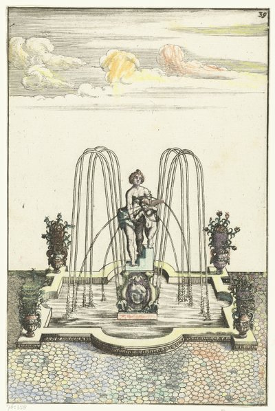 Yarım daire biçimli çıkıntılara sahip kare lavabo Architectura Curiosa Nova (dizi adı) by Anonymous