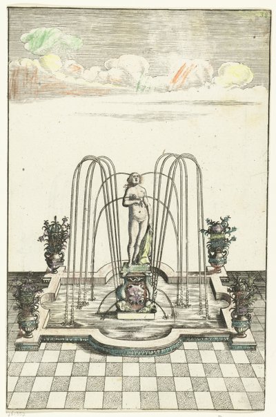 Yarım daire biçimli çıkıntılara sahip kare lavabo Architectura Curiosa Nova (dizi adı) by Anonymous