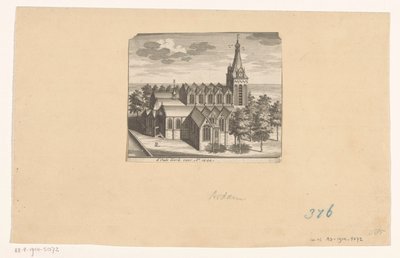 Ao için 1544 d'Oude Kerk'ten önce Amsterdam'daki Oude Kerk'in kuşbakışı görünümü. 1544 (nesne üzerindeki başlık) by Anonymous