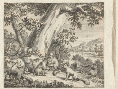 Jean de la Fontaine'in Masalları'nın (seri başlığı) bir baskısı için çizimler için kuyruğunu kesen Fox by Anonymous