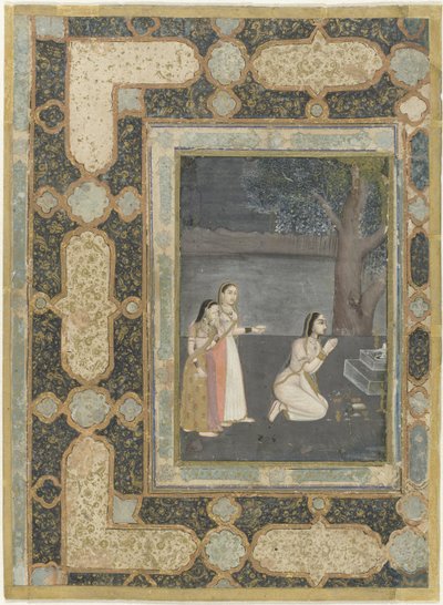 Bir linga sunağının önündeki kadınlar (Bhairavi ragini) by Anonymous