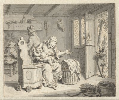 Kurt, Anne ve Çocuk Jean de la Fontaine'in Masalları'nın bir Baskısı için Çizimler için Tasarımlar (serinin adı) by Anonymous