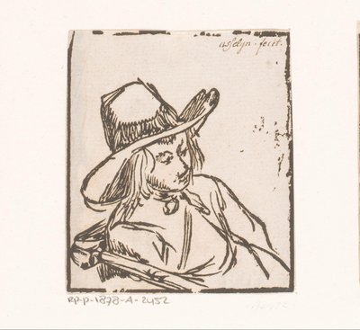 Şapkalı oturan adam by Anonymous