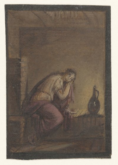 Sürahi ile oturan kadın by Anonymous