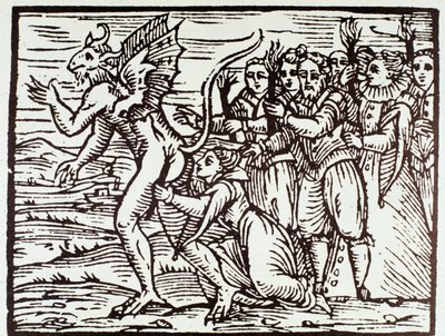 Bir cadı şeytanı öper (Gravür by Anonymous Anonymous