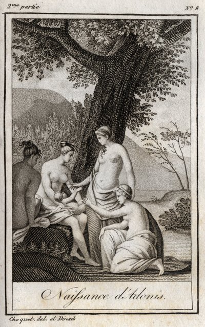 Adonis doğar. Charles Albert Demoustier (1760-1801) tarafından "Emilie