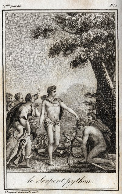 Apollo ve Python yılanı Parnassus Dağı