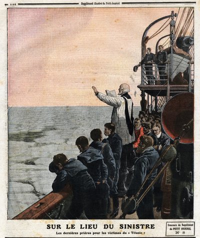 Felaket mahallinde, Titanik kurbanları için son dualar. İngiliz transatlantik gemisi “The Titanic”, Southampton