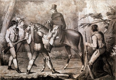 Bir atlı gezgine saldıran haydutlar 19. yüzyıl Yazdır Özel Koleksiyon by Anonymous Anonymous