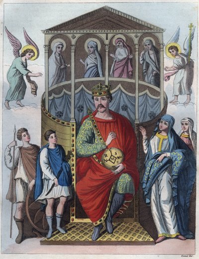 Kel Charles, Batı Francia Kralı, İtalya ve Kutsal Roma İmparatoru, 823 - Charles II'nin Kel Portresi (823 - 877), Fransa Kralı Evrenin Tüm Halklarının "" Gümrük ve Geleneklerinden oyma. Bu, hükümetin, yasaların, milislerin tarihidir. by Anonymous Anonymous