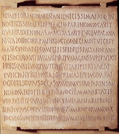 Hıristiyan antik: 4. yüzyılın başlarında vaftiz ve cenaze törenlerinin yönetim yöntemini açıklayan Catania yazıtları. Louvre Müzesi Paris by Anonymous Anonymous
