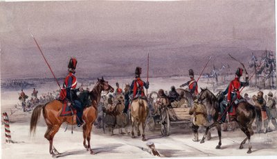 Sürgün edilenleri taşıyan Kazaklar - Anonim - 1831 - Kağıt üzerine suluboya - 13,9x24,3 - Özel Koleksiyon by Anonymous Anonymous