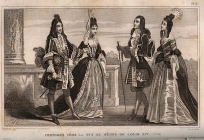 Kral Louis XIV (1710) saltanatının sonlarına doğru kostümler. "" Le Monde