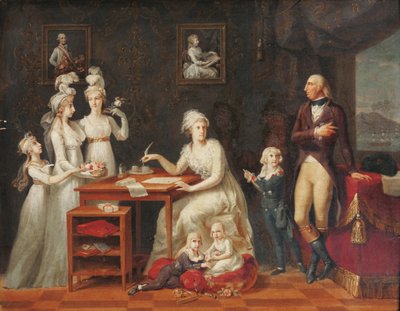 Ferdinand Ier (roi des Deux-Siciles) (1751-1825) - Napoli ve Sicilya Kralı IV. Ferdinand ve ailesi, Anonim. Ahşap üzeri yağlı boya, ebat : 42x53,3, 18.yy Sonu, Özel Koleksiyon by Anonymous Anonymous