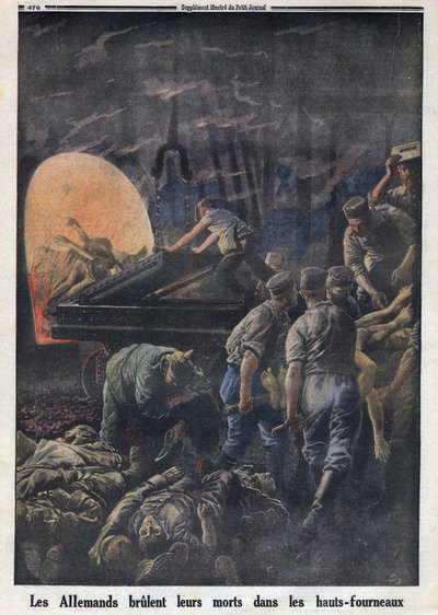 Birinci Dünya Savaşı 1914-1918 (14-18 Savaşı). Almanlar ölü askerleri fırınlarda yakar. 23/04/1916 tarihli “Le Petite Journal”da. Özel koleksiyon by Anonymous Anonymous