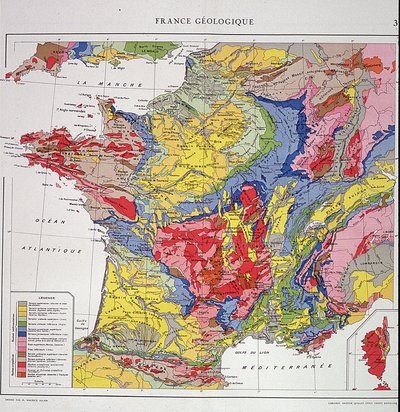 Coğrafi harita: Jeolojik Fransa - 1950