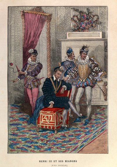 Kral Henry III (1551 - 1589) ve Mignon - Fransa Kralı Henry III ve favorileri 16. Yüzyıl - özel koleksiyon by Anonymous Anonymous