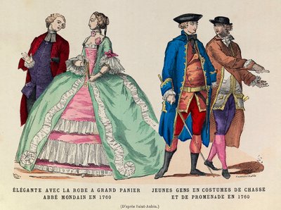 Sol: Büyük sepet elbiseli Elegante, 1760