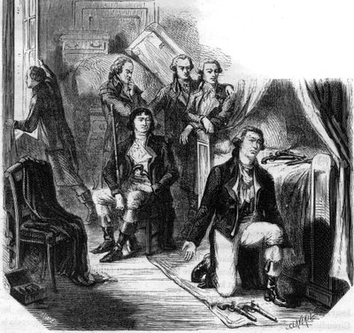 31 Mayıs 1793 gecesi Girondinler (Girondinlerin düşüşü) - Alphonse de Lamartine (1790-1869) 1865-1866 tarafından “Histoire des Girondins” deki gravür - Özel koleksiyon by Anonymous Anonymous