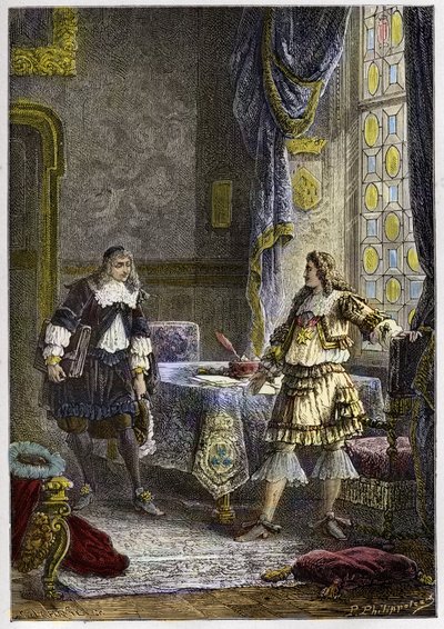 Louis XIV, Nicolas Fouquet'i görevden alıyor - Louis XIV, Maliye Müfettişi Nicolas Fouquet'yi görevden alıyor - “” L'histoire de France tellee a mes grandenfants”dan gravür - Francois Guizot - 1872-1876 by Anonymous Anonymous