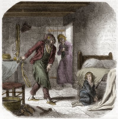 Louis XVII (1785-1795) Tapınakta, jeolieri kunduracı Antoine Simon ile - Alphonse de Lamartine (1790-1869) 1865-1866 - Özel koleksiyon by Anonymous Anonymous
