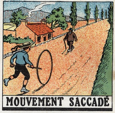 Hareketler: sarsılma hareketi. Çemberle oynayan bir çocuk. 1925
