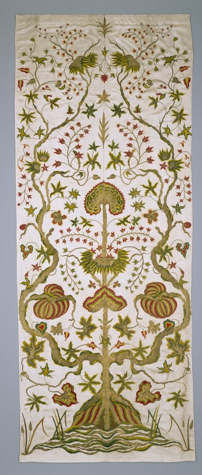 Yatak asma setinden bir panel, c.1705-25 (ipek, altın iplik ve nakış) by Anonymous Anonymous