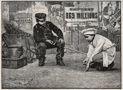 Topların bir parçası. 19. yüzyılın sonundan gravür. Özel koleksiyon. by Anonymous Anonymous