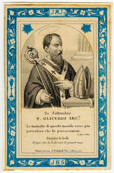Dindar görüntü: San Glicerio (gravür) by Anonymous Anonymous