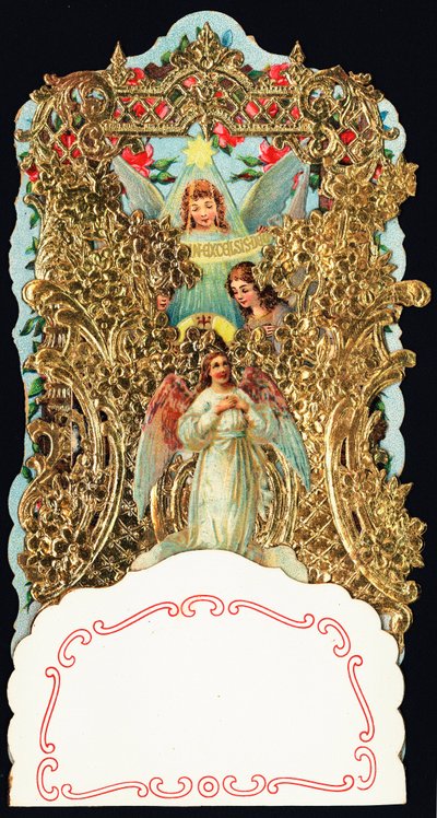 Dindar görüntü: “” Glory to God”” Dentelee ve doree haritası. Renkli taşbasması. Özel koleksiyon by Anonymous Anonymous
